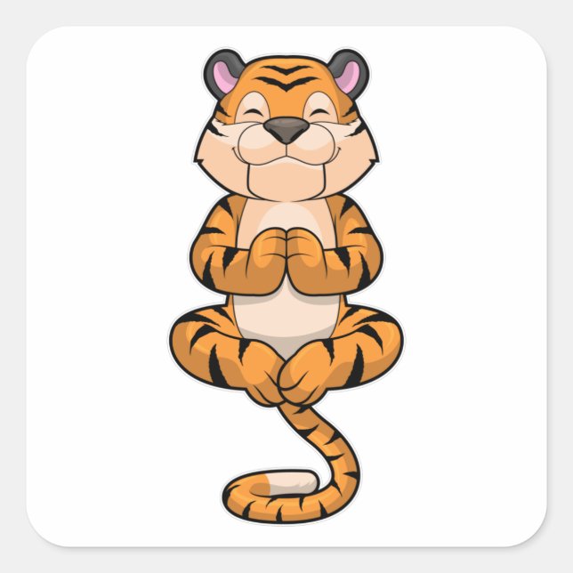 Tiger an der Yoga-Fitness Quadratischer Aufkleber (Vorderseite)