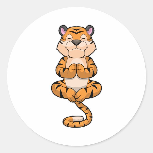 Tiger an der Yoga-Fitness Runder Aufkleber (Vorderseite)
