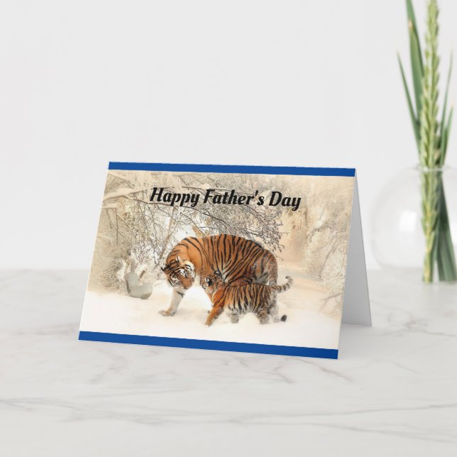 Tiger and Cub Happy Vatertag Karte (Vorderseite)