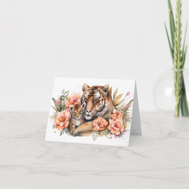 Tiger and Cub Mütter Day Card Karte (Vorderseite)