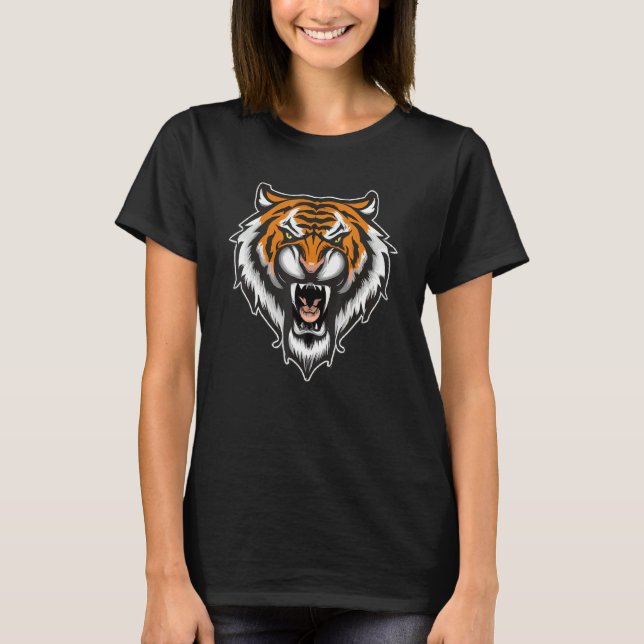Tiger Angry Big Cat Evil Beast Predator Animal T-Shirt (Vorderseite)
