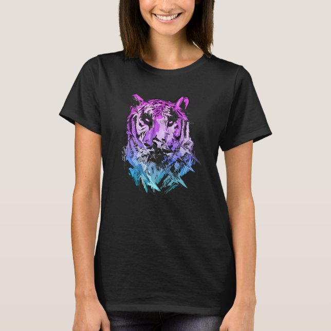Tiger Animal Art Tierart Lover Farbige Premium T-Shirt (Vorderseite)