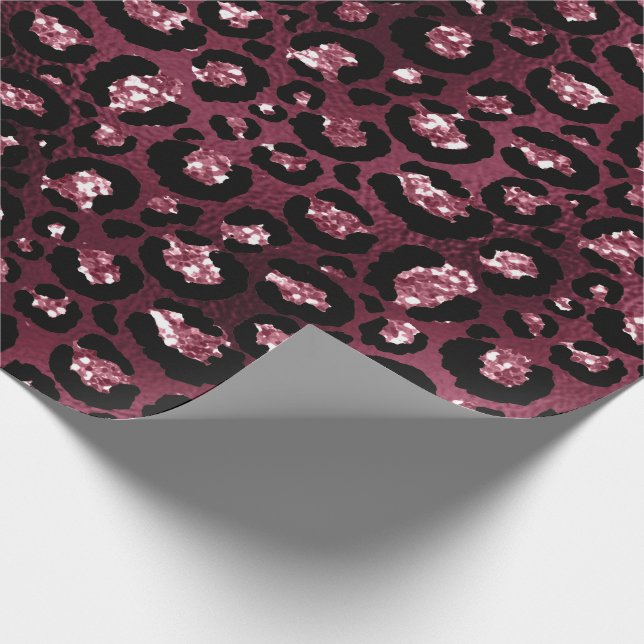 Tiger Animal Black Spark Marsal Glitzer Burgundy Geschenkpapier (Ecke)