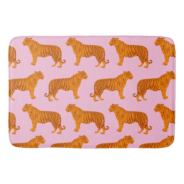 Tiger Animal Pink Modern Badematte (Vorderseite)
