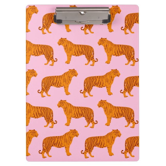 Tiger Animal Pink Modern Klemmbrett (Vorderseite)