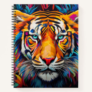 Tiger Animal Portrait Farbige Malerei Notizbuch