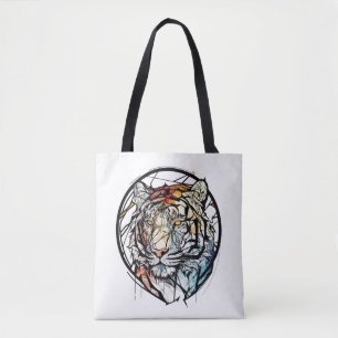 Tiger Animal Portrait Gestaltetes Glas frei von Wi Tasche
