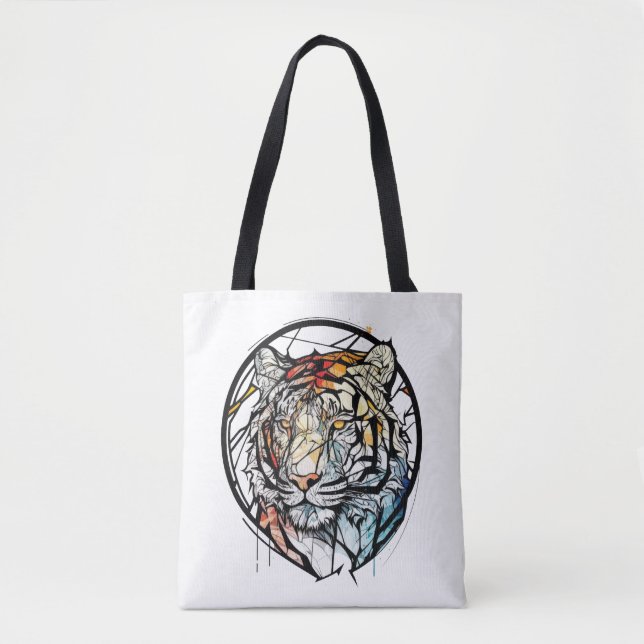 Tiger Animal Portrait Gestaltetes Glas frei von Wi Tasche (Vorderseite)