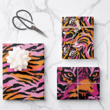 Tiger Animal Print Pink & Orange Retro Glamour
