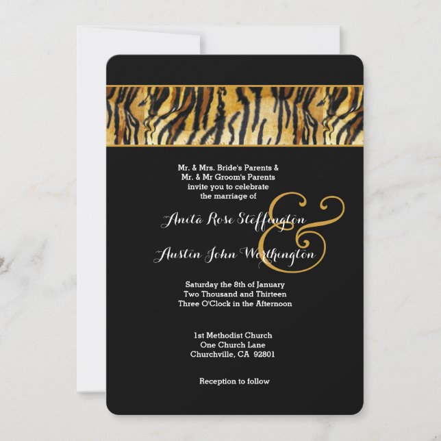 TIGER Animal Print Wedding V02 Einladung (Vorderseite)