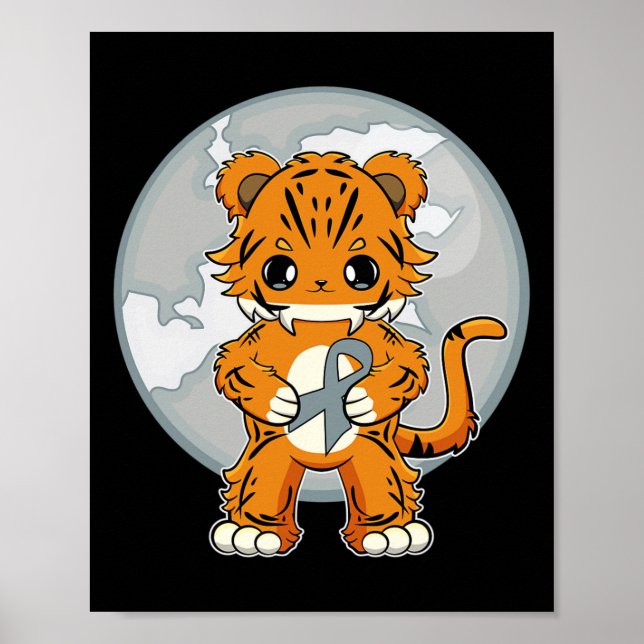 Tiger Anime Cat Dyslexie Bewusstsein Poster (Vorne)