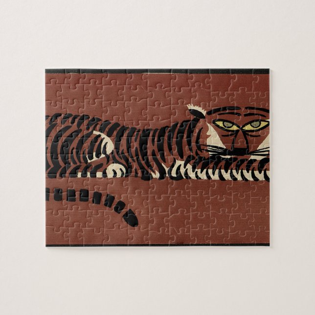 Tiger - Antike, farbenfrohe Buchillustration (Horizontal)