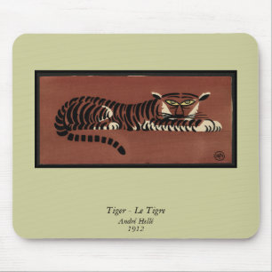 Tiger - Antike, farbenfrohe Buchillustration Mousepad