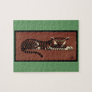 Tiger - Antiquarische, farbenfrohe Buchillustratio