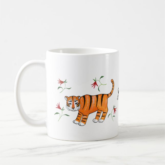 Tiger Art Comic mit Tiger Big Cat individuelle Nam Kaffeetasse (Links)