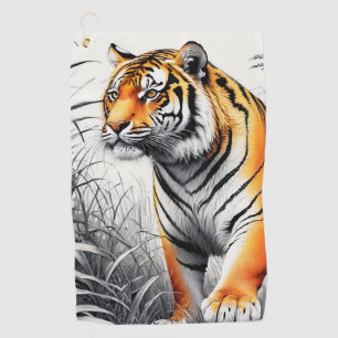 Tiger Art Farbe teilweise Schwarz-weiß Zeichnend Golfhandtuch