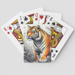 Tiger Art Farbe teilweise Schwarz-weiß Zeichnend Spielkarten