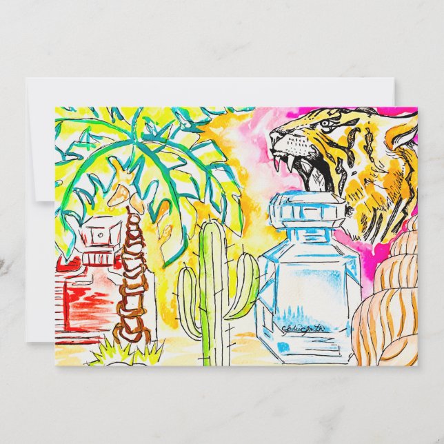 Tiger Art Feiertagskarte (Vorderseite)