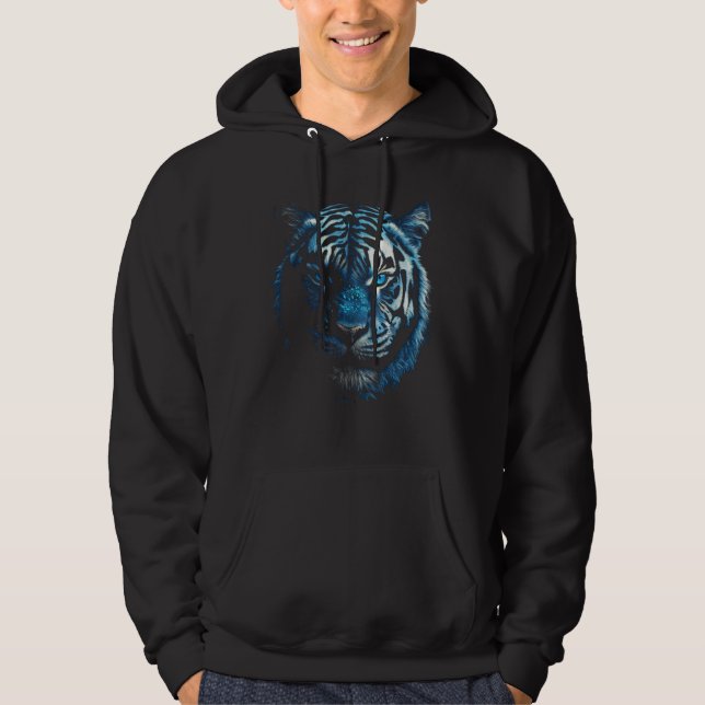 Tiger Artwork - Blue Eyes - Animal Art Motif Tiger Hoodie (Vorderseite)