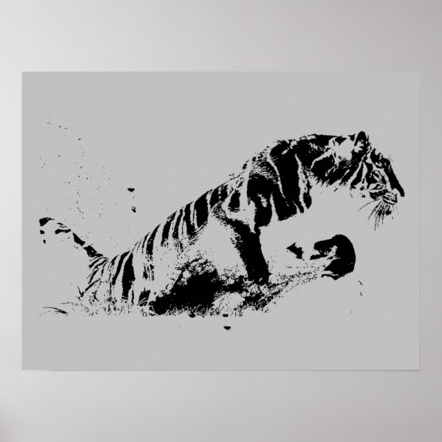 Tiger Attacke Pop Art Poster (Vorne)