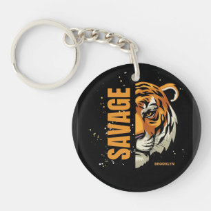 Tiger attraktiver schwarzer Schlüsselanhänger