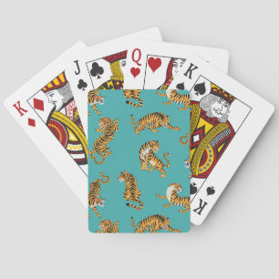 Tiger auf Aquamarinem Muster Spielkarten