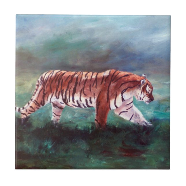 Tiger auf der Prowl-Fliese Fliese (Vorderseite)