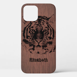 Tiger auf dunkelbraunem Holz Case-Mate iPhone Hülle