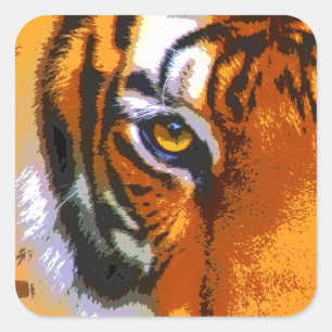 TIGER-AUGE QUADRATISCHER AUFKLEBER