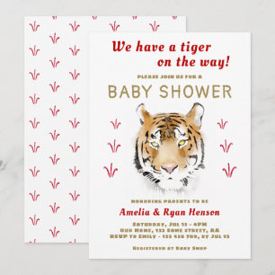 Tiger Baby Aquarell 2022 Babyparty Einladung