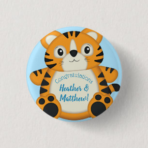 Tiger Baby Dusche Blue Button