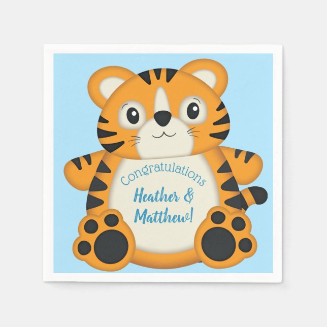 Tiger Baby Dusche Blue Serviette (Vorderseite)