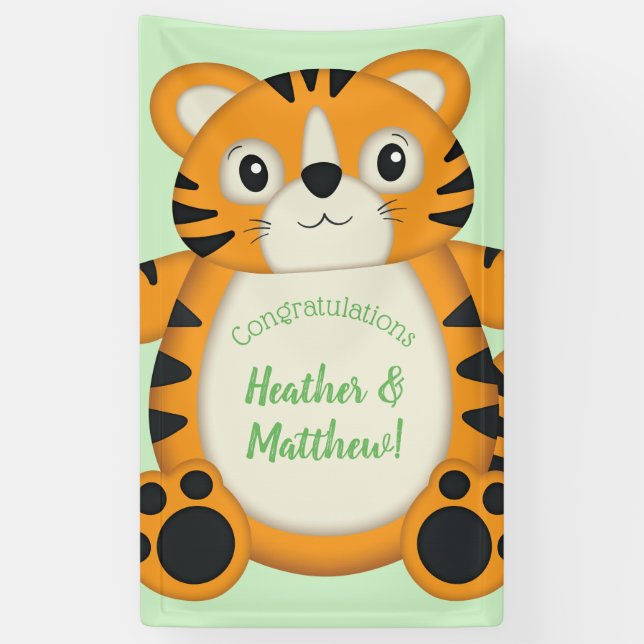 Tiger Baby Dusche Grün Banner (Vertikal)