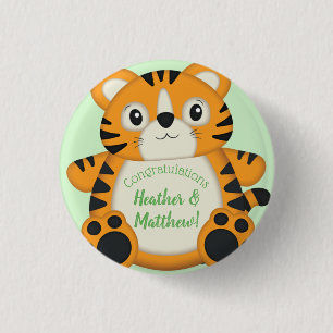 Tiger Baby Dusche Grün Button