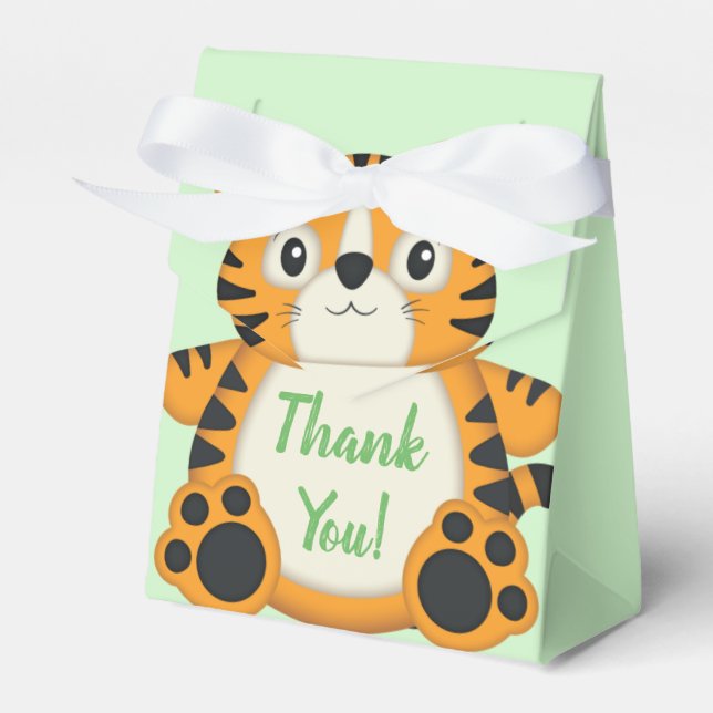 Tiger Baby Dusche Grün Geschenkschachtel (Vorderseite)