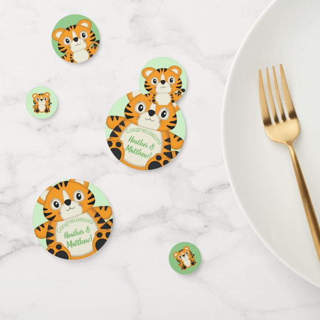 Tiger Baby Dusche Grün Konfetti (Gruppe)