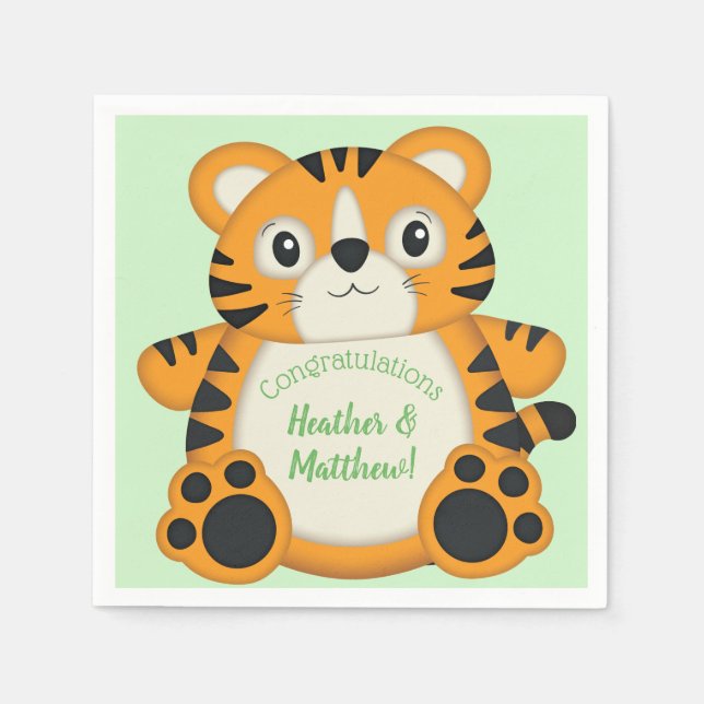 Tiger Baby Dusche Grün Serviette (Vorderseite)