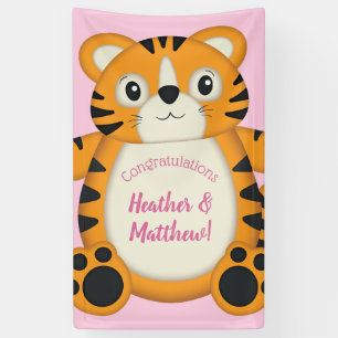 Tiger Baby Dusche Rosa Banner