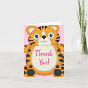 Tiger Baby Dusche Rosa Dankeskarte