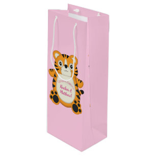 Tiger Baby Dusche Rosa Geschenktüte Für Weinflaschen
