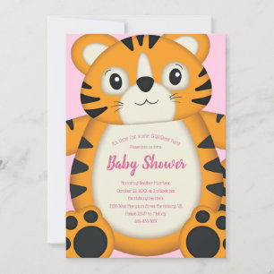 Tiger Baby Dusche Safari Pink Girl Einladung