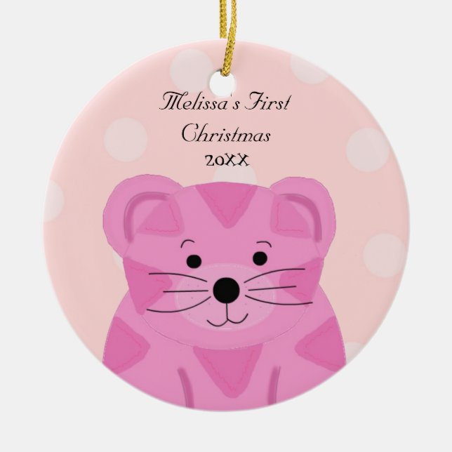 Tiger Baby First Christmas Keramik Ornament (Vorne)