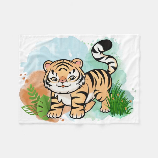 Tiger Baby Fleecedecke (Vorderseite (Horizontal))