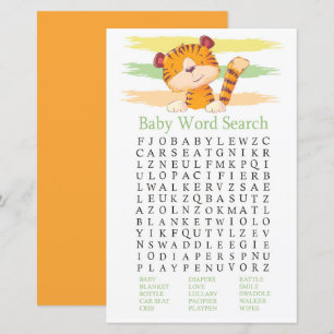 Tiger Baby Shooter Word Search Game