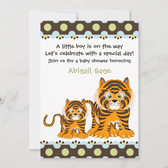 Tiger Baby Shower Einladung für Jungen (Vorderseite)