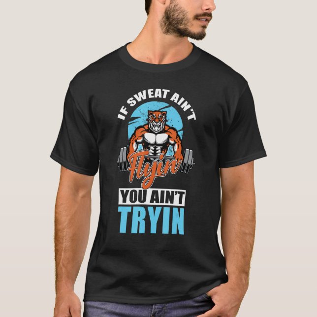 Tiger Barbell Weightlifter Workout Gym Fitness Co T-Shirt (Vorderseite)