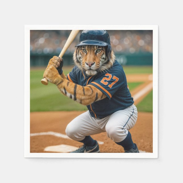 Tiger Baseball Player #27 Up To Bat Serviette (Vorderseite)