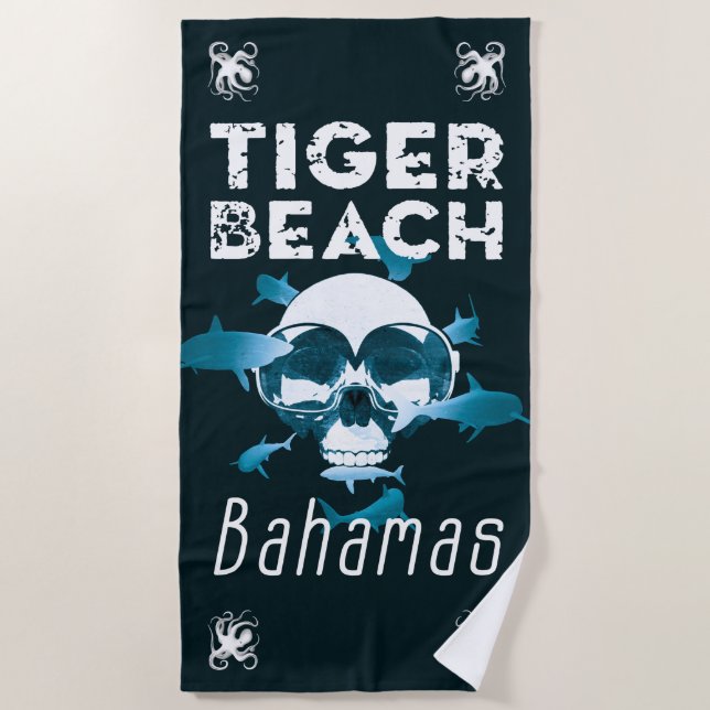 Tiger Beach Bahamas Shark Diving Strandtuch (Vorderseite)