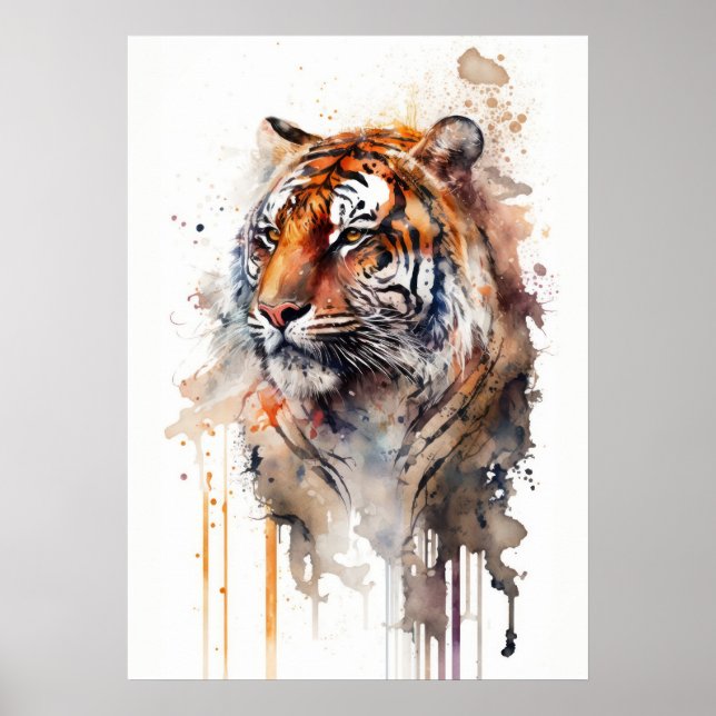 Tiger Beauty Watercolor Art Poster (Vorne)