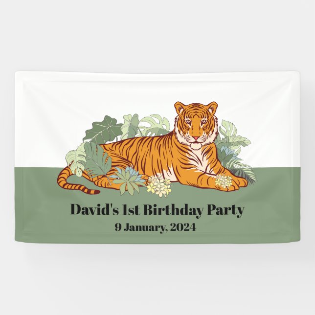 Tiger Begrüßungsbanner, Tierdschungel Banner (Horizontal)